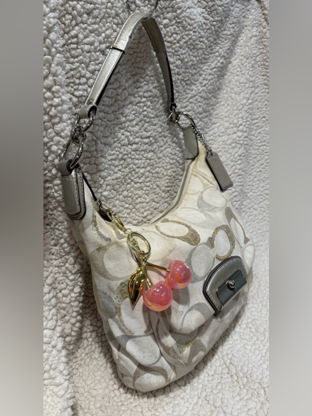 Coach Kristin Signature Hobo with Iridescent Sequins and Pink Charm - Picture 11 of 16